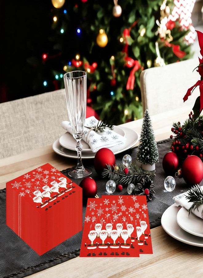 HiEnjoin 50 Pack Christmas Paper Napkins - Disposable Snowflake Santa Claus Paper Napkins, Merry Christmas Winter Holiday Party Supplies for Dinner Decorations - Image 5